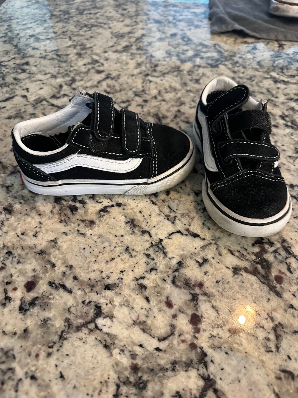 Vans Kids Black and White Velcro Old Skool Sneakers